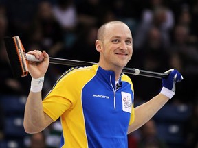 Alberta lead Nolan Thiessen smiles during an evening semifinal draw against Manitoba at the Tim Hortons Brier in Saskatoon, Sask. Saturday, March, 10, 2012. Thiessen has been named Curling Canada's new chief executive officer.