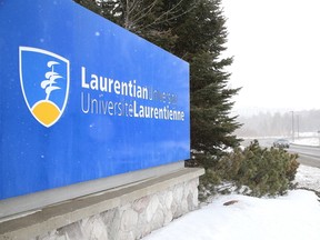 Laurentian University in Sudbury, Ont. sign,