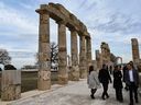 People visit the Aigai Palace in Vergina, Greece, on Friday. The Palace of Aigai is where Alexander the Great was crowned king of the Macedonians.