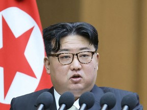 Kim Jong Un speaking in Pyongyang, North Korea