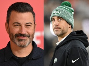 Jimmy Kimmel and Aaron Rodgers collage