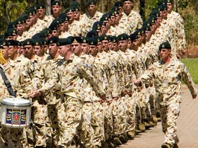 Australian soldiers parade.