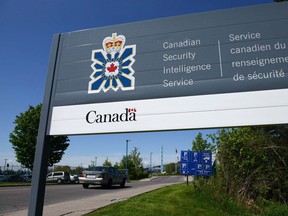 A sign for the Canadian Security Intelligence Service building is shown in Ottawa on May 14, 2013.