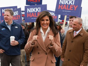 Republican presidential candidate Nikki Haley with supporters.