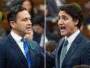 Conservative Leader Pierre Poilievre and Prime Minister Justin Trudeau trade quips during question period on Monday, Jan. 29, 2024.