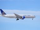 A United Airlines jetliner heads in for a landing at Denver International Airport after a winter storm swept through the region Tuesday, Jan. 16, 2024, in Denver.