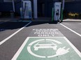 An electric vehicle charging station in Corte Madera, California.