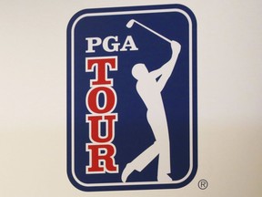 FILE - The PGA Tour logo is shown during a press conference in Tokyo, Tuesday, Nov. 20, 2018. The PGA Tour is getting a $3 billion investment from Strategic Sports Group in a deal that would give players access to more than $1.5 billion as equity owners in the new PGA Tour Enterprises. The Associated Press obtained a copy of the announcement expected to be released Wednesday morning, Jan. 31, 2024. PGA Tour Commissioner Jay Monahan was holding a conference call with players about the deal that was finalized Tuesday night.