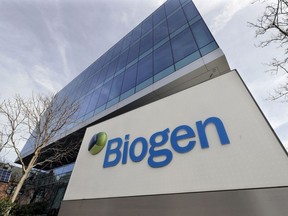FILE - The Biogen Inc., headquarters is pictured on March 11, 2020, in Cambridge, Mass. Biogen will stop developing its Alzheimer's treatment Aduhelm, a drug once seen as a potential blockbuster before stumbling soon after its launch a couple of years ago. The drugmaker said Wednesday, Jan. 31, 2024 that it will end a study of the drug needed for full approval from the Food and Drug Administration, and it will stop sales of the drug.