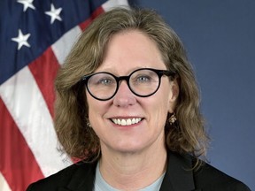 Ann Carlson, shown in an undated photo, has served as acting administrator of the National Highway Traffic Safety Administration, where she started as chief counsel in 2021. Carlson is leaving the agency on Wednesday to resume teaching at the UCLA School of Law.(NHTSA via AP)