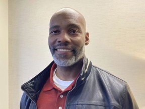 FILE - Lamar Johnson, pictured at a law office in Clayton, Mo., Feb. 17, 2023, is now free after spending nearly 28 years in prison for the death of a St. Louis man. Johnson filed a lawsuit on Wednesday, Jan. 17, 2024, alleging that St. Louis police officers "detained, arrested, and framed him for a murder he did not commit."