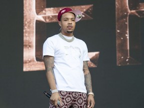 FILE - Rapper G Herbo performs on Day 4 of the Lollapalooza Music Festival, Aug. 1, 2021, at Grant Park in Chicago. The rapper could face just over a year in jail after pleading his role in a scheme that used stolen credit card information to pay for an opulent lifestyle including private jets and designer puppies.