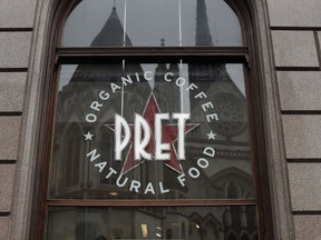 A view of a window of a Pret A Manger, in London, Tuesday, May 29, 2018.&ampnbsp;