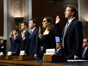 Social media CEOs at a U.S. Senate hearing.