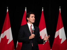 Prime Minster Justin Trudeau speaks at a fundraising event