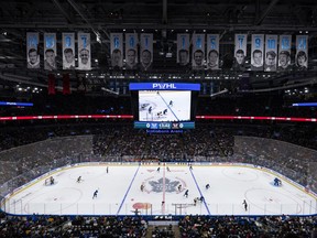 A general view as Toronto plays Montreal during their PWHL hockey game at Scotiabank Arena.