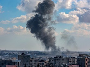 Smoke rises following Israeli bombardment