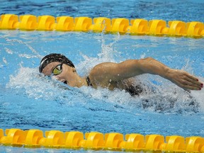 Summer McIntosh, of Canada, competes in the women's 400-metre individual medley at the World Swimming Championships in Fukuoka, Japan, Sunday, July 30, 2023. McIntosh finished first. Toronto's Summer McIntosh defeated all-time great Katie Ledecky of the United States in the 800-metre freestyle on Thursday and set a Canadian record in the process.
