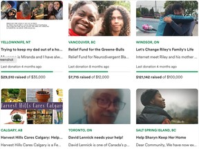 Images from some GoFundMe campaigns on their website.