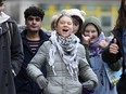 Climate activist Greta Thunberg with friends.