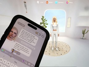 An AI avatar generated on Luka Inc.'s Replika mobile phone app and webpage are shown in this photo, in New York, Tuesday Feb. 13.