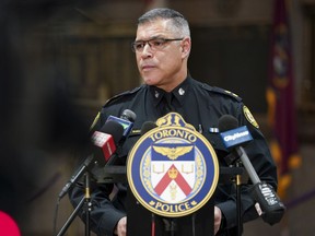 Toronto Police Inspector Peter Wehby speaks during a press conference in Toronto, Sunday, Feb. 18, 2024.