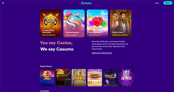 Welcome screen for Casumo Casino Canada.