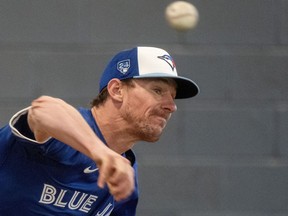 Count Blue Jays right-hander Chris Bassitt among the early critics of Major League Baseball's rule changes for the 2024 season.&ampnbsp;Bassitt throws a side during Spring Training action in Dunedin, Fla., Sunday, Feb. 18, 2024.