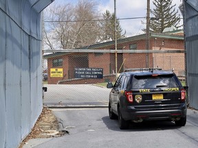 FILE - A Maryland State Police trooper vehicle sits outside the Victor Cullen Center, April 8, 2018, in Sabillasville, Md. A new lawsuit filed Thursday, Feb. 8, 2024, alleging child sexual abuse inside Maryland juvenile detention facilities brings the number of victims suing the state's juvenile justice agency to 200.