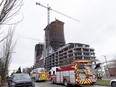 Emergency crews on the scene of a crane mishap Wednesday afternoon at Cambie and 41st, where a massive redevelopment of Oakridge Centre is underway.