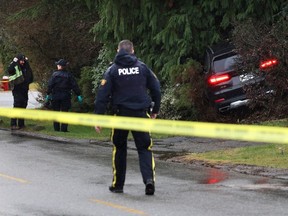 The White Rock RCMP on scene as four people were shot near the intersection of Roper Avenue and Parker Street.
