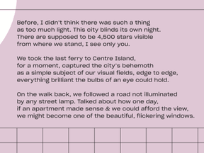 Latest: Nostaligc duo are bringing poetry back to Toronto's transit 2 Footnotes for the Toronto Sky by Pujita Verma