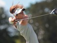 Selena Costabile of Canada watches her tee shot on the 6th hole at the 2016 Manulife LPGA Classic in Cambridge, Ont., on Thursday, Sept. 1, 2016.