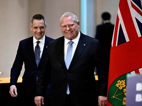 Ottawa Mayor Mark Sutcliffe, left, and Premier of Ontario Doug Ford