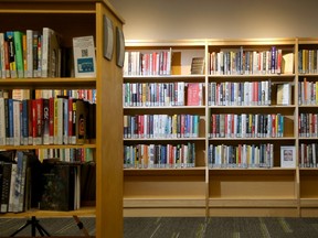 Shelves of books in the Stittsville Public Library outside of Ottawa, Ont.