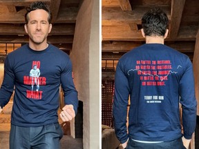 Ryan Reynolds wearing Terry Fox shirt