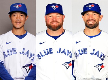 From left, Gil Kim, the Blue Jays' spring training lieutenant; manager John Schneider and assistant hitting coach Hunter Mense.