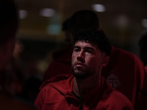 Toronto FC captain Jonathan Osorio stands in the players tunnel waiting to lead his team out against Charlotte FC, in MLS action in Toronto, on Saturday, March 9, 2024. Osorio made his 300th MLS appearance for the club.