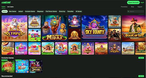 Comeon slot games page