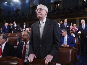 Senate Minority Leader Mitch McConnell of Ky., arrives before President Joe Biden delivers the State of the Union address to a joint session of Congress at the Capitol, Thursday, March 7, 2024, in Washington.