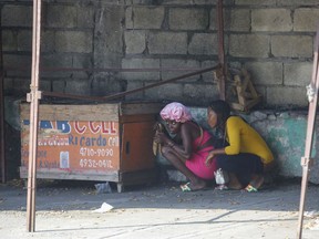 Women take cover