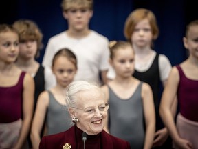 FILE - Denmark's Queen Margrethe during the first working day at the HC Andersen ballet The Snow Queen at Tivoli in Copenhagen, on Nov. 2 2021. Queen Margrethe, who surprised her country by abdicating earlier this year, is back as ballet costume designer with Denmark's famed Tivoli amusement park that celebrates its 150th anniversary this year, the gardens said Monday March 11, 2024.