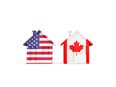 Houses with U.S., Canadian flags