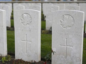 Graves of unknown Canadian soldiers.