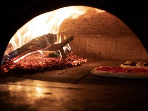 pizza in a wood fired stove