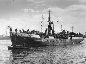 The ship Asya, which had been renamed the Tel Hai, landing in Haifa
