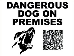 Dangerous dog warning sign