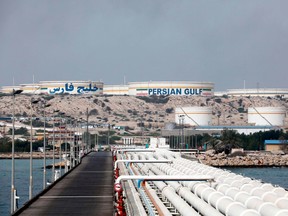 This file photo taken on March 12, 2017 shows a view of an oil facility in the Khark Island, on the shore of the Gulf.