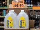 4 litre jugs of vodka are shown at Super Value Liquor in Edmonton on Tuesday April 9, 2024.