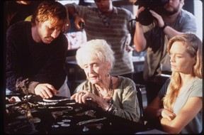 From left, Bill Paxton, Gloria Stuart and Susay Amis in a scene from the movie Titanic.